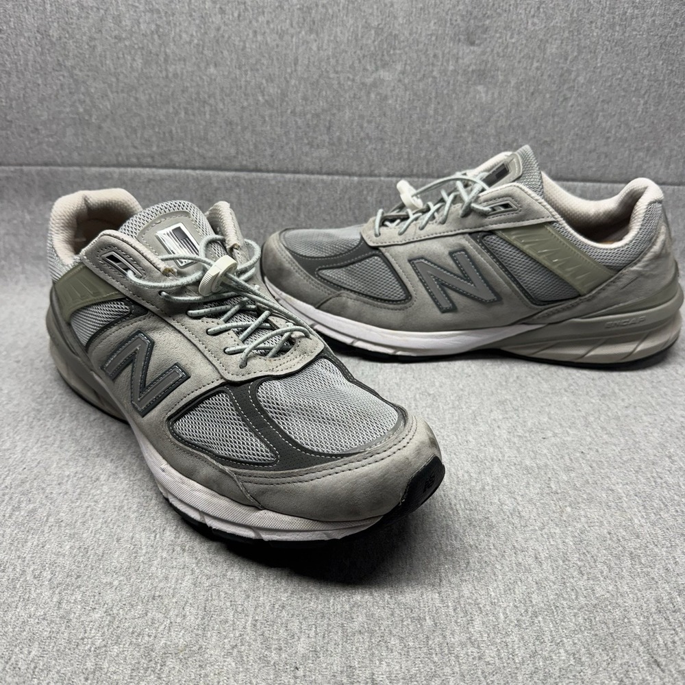 New Balance 990v5 Castlerock Gray Shoes Men 12.5 M990GL5 Made in USA Lock Laces